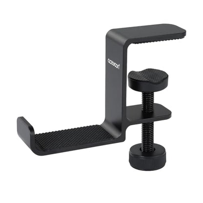 aceyoon Under Desk Headphone Hanger, Aluminum Headphone Stand,Headset Holder Space-Saving for Bag/Backpack/GamingHeadphone, Black - color: black