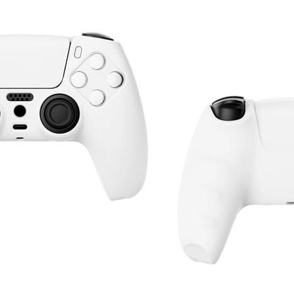 PlayVital White Pure Series Anti-Slip Silicone Cover Skin for ps5 Controller, Soft Rubber Case for ps5 Wireless Controller with White Thumb Grip Caps - color: White
