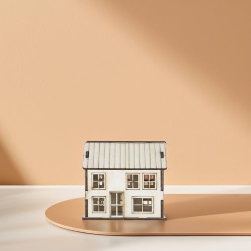 Kisangel DIY Miniature House Kit Unfinished Wood House Model for Painting and Assembly 3.66 X 3.46 X 2.44 in Small Wooden for Christmas Village Decoration Holiday Scene Craft Projects