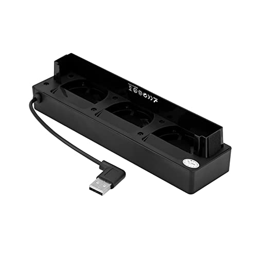 USB Cooling Fan Base Stand Dock Cooler Holder Bracket for Console 3 Built in Fans Turbo Normal Speed Adjustable Compact ABS Black 175mm