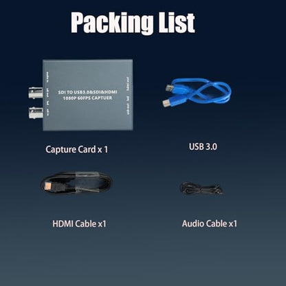 3G-SDI to USB 3.0 Video Capture Card 1080P 60FPS with HDMI and SDI Loop Out | Driver Free