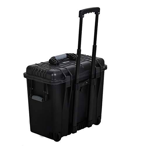 MEIJIA Rolling Waterproof Hard Protective Case, Hard Camera Case with Retractable Pull Handle and Wheels,Customizable Fit Foam Inserted, Black,19.88X12.01 X18.11 inches - size: 19.88X12.01 X18.11 inches