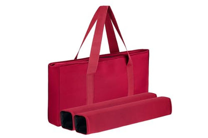 American Mahjong Set - Red Burgundy Soft Bag - 166 White Engraved Tiles, 4 All-in-One Rack/Pushers Western Mah Jongg Game Set