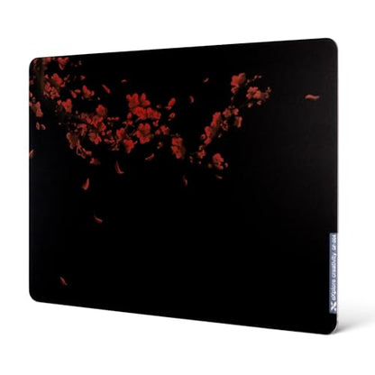 XVX Black Plum Blossoms Glass Mousepad 4.0, Hard Mouse Pad for Gaming,Ultra-Smooth Micro-Etched Surface Mouse Mat with Non-Slip Rubber Base(410mm*310mm) - color: Black(Plum Blossoms)