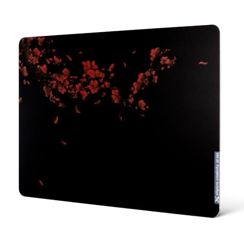 XVX Black Plum Blossoms Glass Mousepad 4.0, Hard Mouse Pad for Gaming,Ultra-Smooth Micro-Etched Surface Mouse Mat with Non-Slip Rubber Base(410mm*310mm) - color: Black(Plum Blossoms)