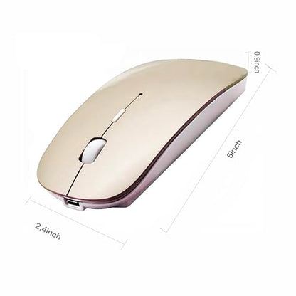 PeiBO Bluetooth 5.2 Wireless Mouse, Gold, Rechargeable, Ergonomic Design, Compatible with Laptops and Tablets - color: GOLD