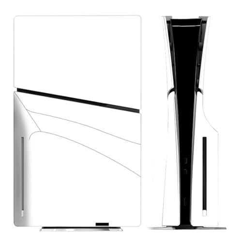Solid Color Skin Wrap Compatible with PS5 Slim Disc Edition (White) | Console Cover Protective Sticker, Game Controller Vinyl Wrap - color: White