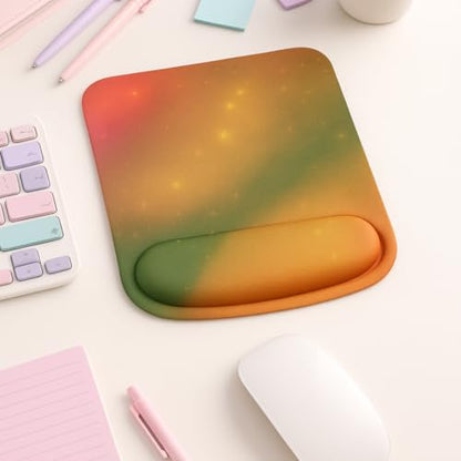 Ergonomic Memory Foam Mouse Pad with Wrist Support, Orange, Ultra-Smooth Surface, Anti-Slip Base (Yellow and Green, Medium) - color: Yellow and Green