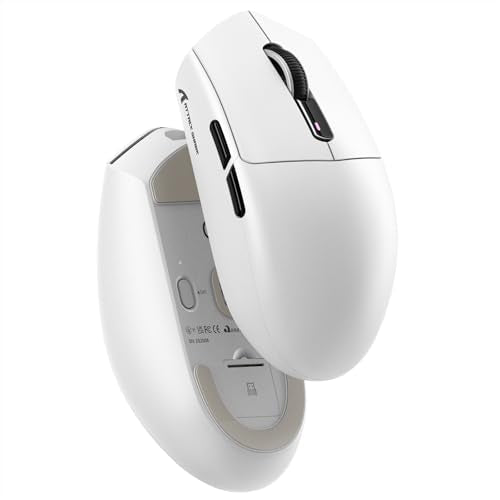 MAMBASNAKE Attack Shark G3 Ultralight 59g Wireless Gaming Mouse-White | Tri Mode Wired/2.4Ghz/BT,25000 DPI,1000 Polling,PixArt PAW3311 Sensor,500mAh Long Battery,Programmable Driver for PC Gamer - color: White, size: Mouse