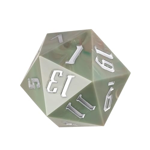 55mm 20 Sided DND Dice, Giant D20 D&D Polyhedral Dice Large D20 with Die Gift Box for D&D,RPG Table Games (Green Marble/White Number) - color: Green Marble/White Number