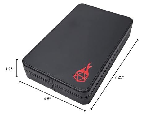 Forged Dice Co. Premium 3-Row Dice Case - Combination Dice Box and Dice Tray - Protects Polyhedral Dice Sets - Felt-Lined Storage Rows - Magnetic Lid Closure - Perfect Metal Dice Storage Box - Red - color: Red