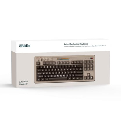8Bitdo 87 Keys Retro Mechanical Keyboard, Bluetooth/2.4G/USB-C Hot Swappable Gaming Keyboard with Dual Super Programmable Buttons and Super Stick, Volume knob for Windows and Android - C64 Edition - color: C64 Edition