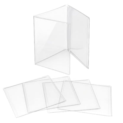 4 Pack 2026 American Mahjong Card Sleeves,Clear Plastic Card Protector Covers,Tri Fold Non Glare Holders Compatible with 6 1/8" x 4 3/4" Large Print Mahjong Cards for Game Accessories