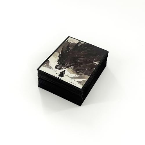 100 PCS MTG Card Sleeves, TCG Card Protective Sleeves Size is 2.6 x 3.6 in Applicable to OCG CCG DTCG PTCG, Fit Standard Size Cards (Black Dragon) - color: Clear