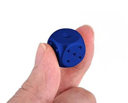 DS.DISTINCTIVE STYLE Aluminum Alloy Dice 5 Pieces 16mm Portable Metal Dices with Case 6 Sided Dice for Party Game - color: Blue, style: Square