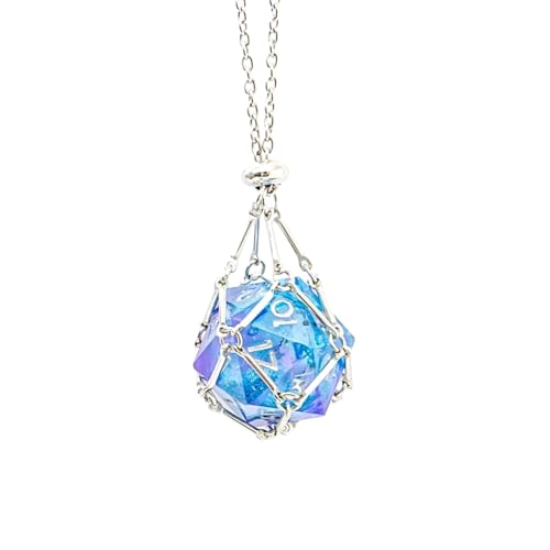 1 PC Liquid Core D20 Sliver Necklace Pendant – Sharp Edge Resin 20-Sided Dice Necklace for Dungeons & Dragons, Tabletop RPG Gift (blue d20) - color: A-Blue-Sliver Necklace