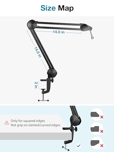 InnoGear Mic Arm Desk Mount Microphone Stand Boom Arm for Blue Yeti | For Hyper X QuadCast SoloCast Fifine, Silent, Professional, 3.5 lb Weight Capacity, 28" Extendable, Adjustable Angles - size: Medium