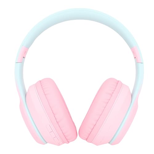 SUNGOOYUE Headphone Gaming Headphones, ABS 5.3 Over Ear Headset with Active Noise Cancelling, 3.5mm Wired, Foldable, Mic, 400mAh for Gaming Music Calls (Pink) - color: Pink