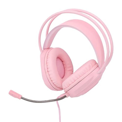 Wired Gaming Headset, 7.1 Surround Sound RGB Over Ear Headphones with Noise Cancelling Mic, 50mm Driver, Memory Foam Earpads for PC, Switch (Pink) - color: Pink