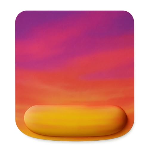 Ergonomic Memory Foam Mouse Pad with Wrist Support, Orange, Ultra-Smooth Surface, Anti-Slip Base (Sunset, Medium) - color: Sunset