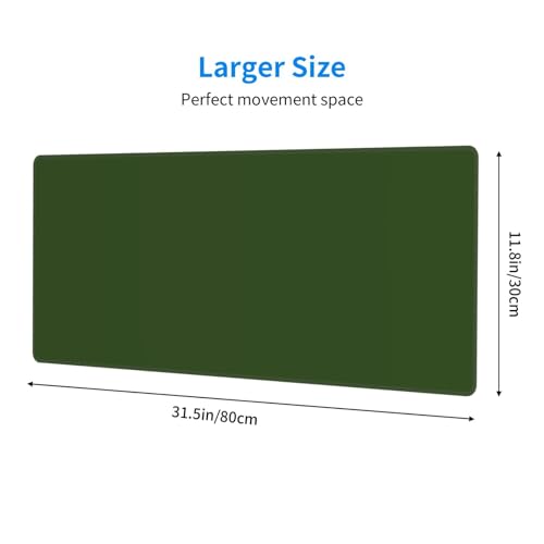 Olive Green Mouse Pad Extended Large Gaming Mousepad XL Big Long Oversized Desk Mat Stitched Edges 31.5 X 11.8 Inch for Home Office - color: Olive Green