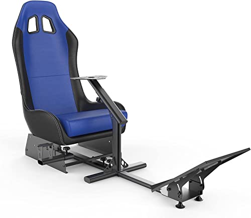 Sim Racing Cockpit with Seat | Compatible with G29 G920 G923 T248X T248 T300RS TX F458 T500RS| Easy to Install Racing Wheel Stand for PS5, Xbox, PC Gaming (Black/Blue) - color: Black/Blue