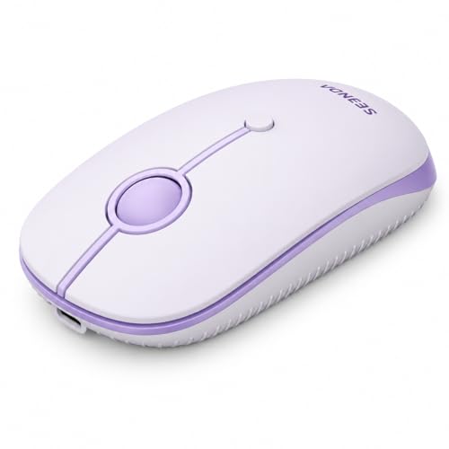 seenda MOU001 Bluetooth Wireless Mouse for Laptop,Slim Computer Mice,Purple | Rechargeable Computer mouse with USB and dual Bluetooth, 3-level DPI and quiet clicks for Windows, Macbook, iPad and Travel. - color: purple