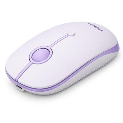 seenda MOU001 Bluetooth Wireless Mouse for Laptop,Slim Computer Mice,Purple | Rechargeable Computer mouse with USB and dual Bluetooth, 3-level DPI and quiet clicks for Windows, Macbook, iPad and Travel. - color: purple