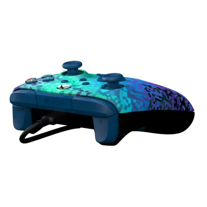 PDP Gaming REMATCH Enhanced Wired Gaming Controller: Licensed Xbox Series X|S Gamepad, Xbox One, PC, Mappable Back Buttons, Customizable Triggers, Audio Control, Companion App: Glitch Green/Blue - color: Glitch Green, style: Controller