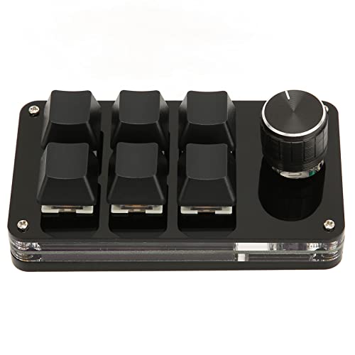 Ejoyous 6 Key Keypad, USB Programmable Macro Keyboard One Handed Mini Mechanical Gaming Keyboard with Knob for PC Computer Game Office
