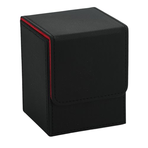 MTG Card Deck Box For Commander Deck Box With 2 Dividers, Card Storage Box Fits 100+ Single Sleeved Cards, PU Leather Strong Magnet Card Deck Case Holder for Magic Yugioh TCG (Red/Black - color: Red/Black