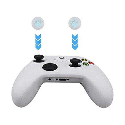 RALAN Glitter Controller Skin for Xbox Series, Anti-Slip Silicone Controller Cover Protector Case Compatible for Xbox Series Gamepad Joystick with 4 Cat Caps and Black Pro Thumb Grip x 8. - color: White