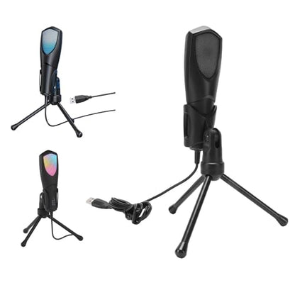 LICAEVEY Gaming Microphone, USB Condenser PC Mic with RGB Lighting and Tripod Stand for Streaming Podcasting Recording on Computer Laptop