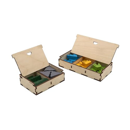 The Broken Token Cascadia and Landmarks Compatible Game Organizer - Wood Storage Box with Multiple Trays for Cards, Tokens & More - Wooden Game Organizer