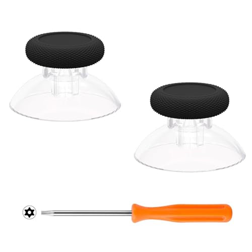 eXtremeRate Replacement Thumbsticks for Xbox Series X & S Controller, Joysticks Repair Kit for Xbox Wireless Controller, Custom Analog Stick Buttons for Xbox One S/X/Elite Controller - Black & Clear - color: Black & Clear