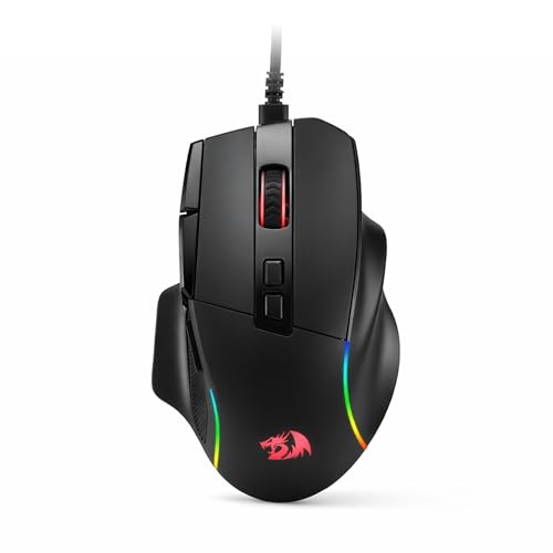 Redragon M925 Wired Optical Gaming Mouse 24000 DPI Remapping Keys | Stable Lag-Free Connection, Smooth Precise Tracking, Programmable Button, Vibing Backlight, Ergonomic Grip Body Comfort - size: Standard, style: Wired