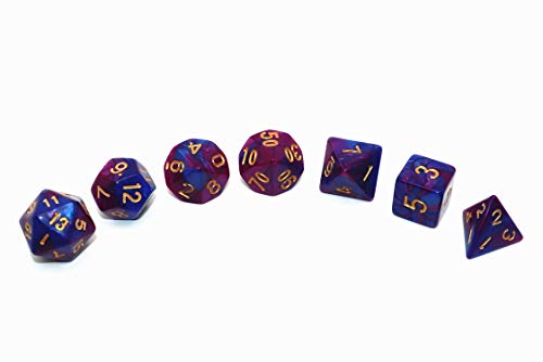 7Pcs Blue Purple DND Dice Set RPG Polyhedral Dice for Dungeon and Dragons MTG D&D D20 D12 D10 D8 D6 D4 - color: Blue & Purple Dice