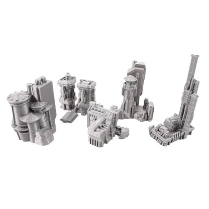 6mm Sci-Fi Cityscape Bundle 1 - Tabletop Terrain for Miniatures Games Such as Epic Battletech Adeptus Titanicus (Bundle 1) - size: Bundle 1 without Hexes