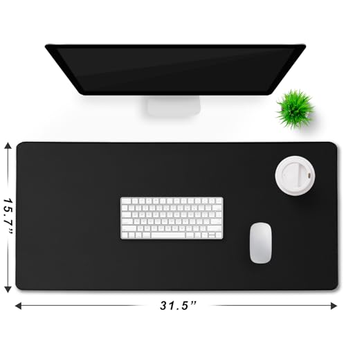 Large Gaming Mouse Pad with Extended Stitched Edges, (31.5X15.7 Inch) Durable Non-Slip Natural Rubber Base, Waterproof Keyboard Computer Mousepad for Esports Pros/Gamer/Desktop/Office/Home, Black - color: Black