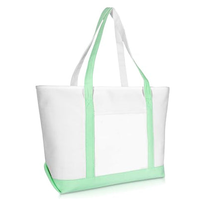 DALIX Daily Shoulder Tote Bag Premium Cotton in Mint Green - color: Mint Green