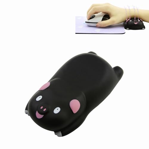 Small Wrist Rest Mouse Pad, Mini Cute Pig Ergonomic Mousepad Memory Foam Design Pig Shape Wrist Support Pillow Rest Cushion Mat for Office Computer Laptop,Comfortable and Pain Relief(Black) - color: Black
