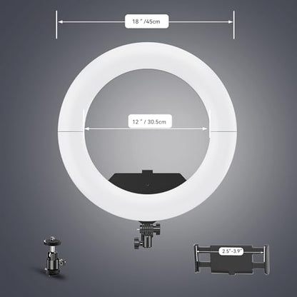 18" 55W Ring Light, High Brightness, No Bracket, Linkable on Wall-Mounted Triangular Arm, Ideal for Studios & Makeup, Live Streaming & Hair Salons, Best Beginner LED Light - size: 18 in ring light(No stand)