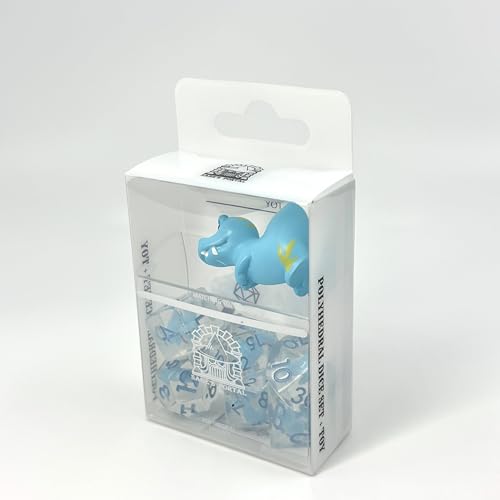 Sage's Portal Animal Familiars Resin DND Dice Set Polyhedral Dice Set for Dungeons and Dragons RPG Pathfinder Tabletop TTRPG (Blue T-Rex + Figurine) - color: Blue T-rex + Mini Figure, style: Dice Set +Mini Figure