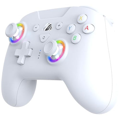 SUBSONIC Switch and Switch 2 Wireless Controller - LED Pro controller White | Pro Controller Gamepad for Nintendo Switch 2 and Nintendo Switch, Ergonomic, Programmable LED, Vibration Function, Gyroscope - color: White