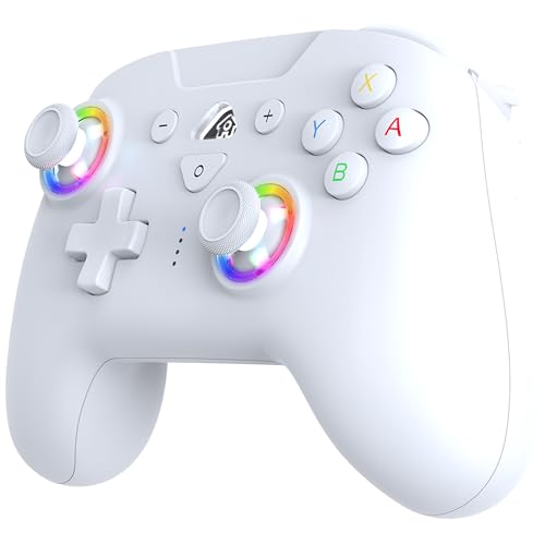 SUBSONIC Switch and Switch 2 Wireless Controller - LED Pro controller White | Pro Controller Gamepad for Nintendo Switch 2 and Nintendo Switch, Ergonomic, Programmable LED, Vibration Function, Gyroscope - color: White