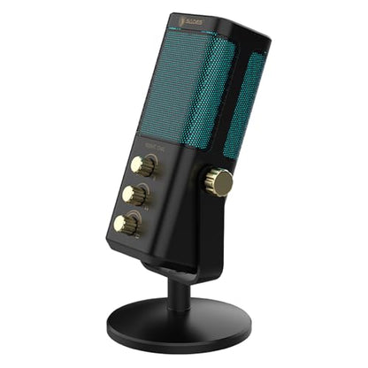 Sades Night Owl USB Gaming Microphone – Cardioid Condenser Mic with RGB Lighting, Gain Control, Plug and Play for PC, Streaming & Podcasting (Black) - color: Black