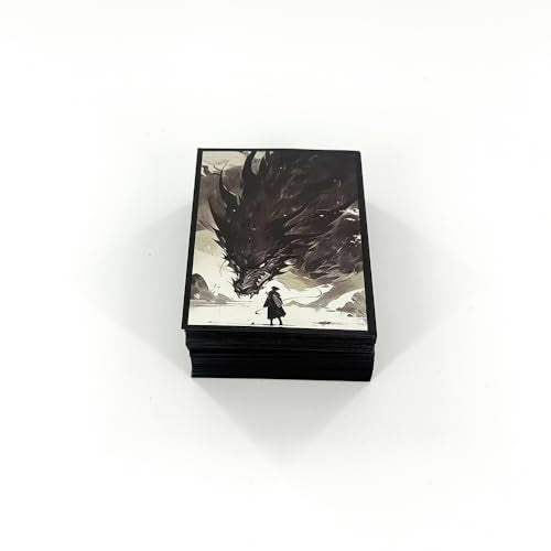 100 PCS MTG Card Sleeves, TCG Card Protective Sleeves Size is 2.6 x 3.6 in Applicable to OCG CCG DTCG PTCG, Fit Standard Size Cards (Black Dragon) - color: Clear