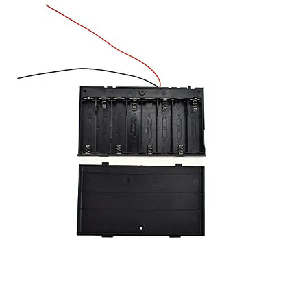 HAHIYO 12V 8AA Battery Holder Bundle with Wire Sturdy Cover Flexible Springs Contact Build-in Switch Batteries Black Case Easy Install 2 Pieces for Wall Clocks Ham Radio Kids Toys - style: 8AA-2P