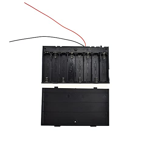HAHIYO 12V 8AA Battery Holder Bundle with Wire Sturdy Cover Flexible Springs Contact Build-in Switch Batteries Black Case Easy Install 2 Pieces for Wall Clocks Ham Radio Kids Toys - style: 8AA-2P