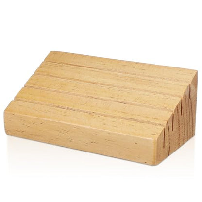 HANABASS Wooden Playing Card Display Stand Sloped and Slotted Card Holder for Easy Access Rustic Design for